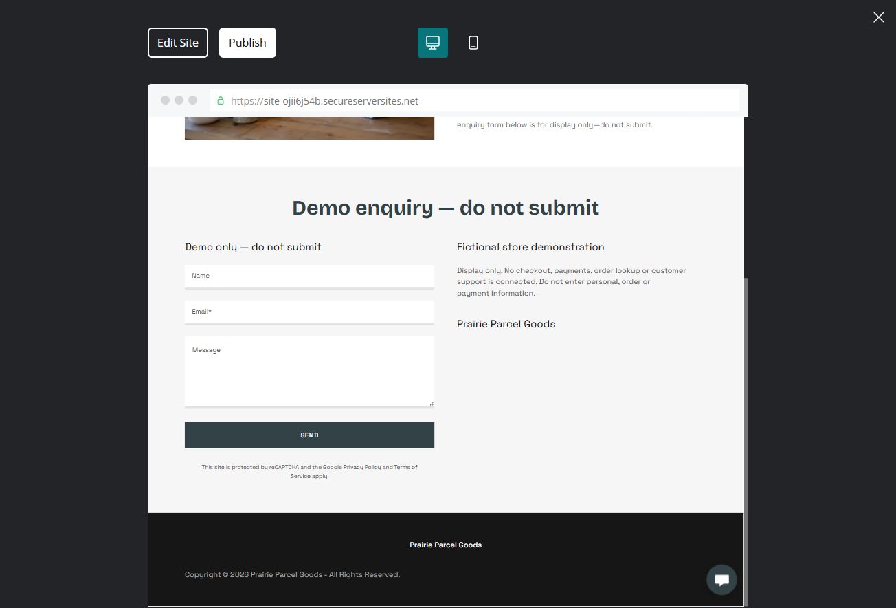 Demo form — desktop