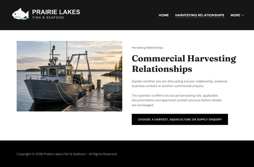 Captured first-screen Commercial Harvesting Relationships example