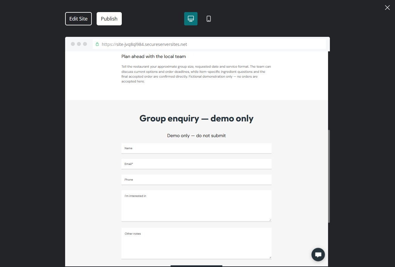 Group enquiry — desktop
