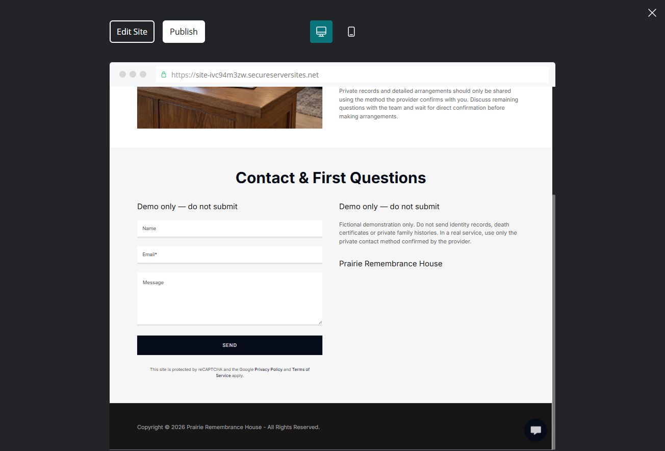 Demo form — desktop