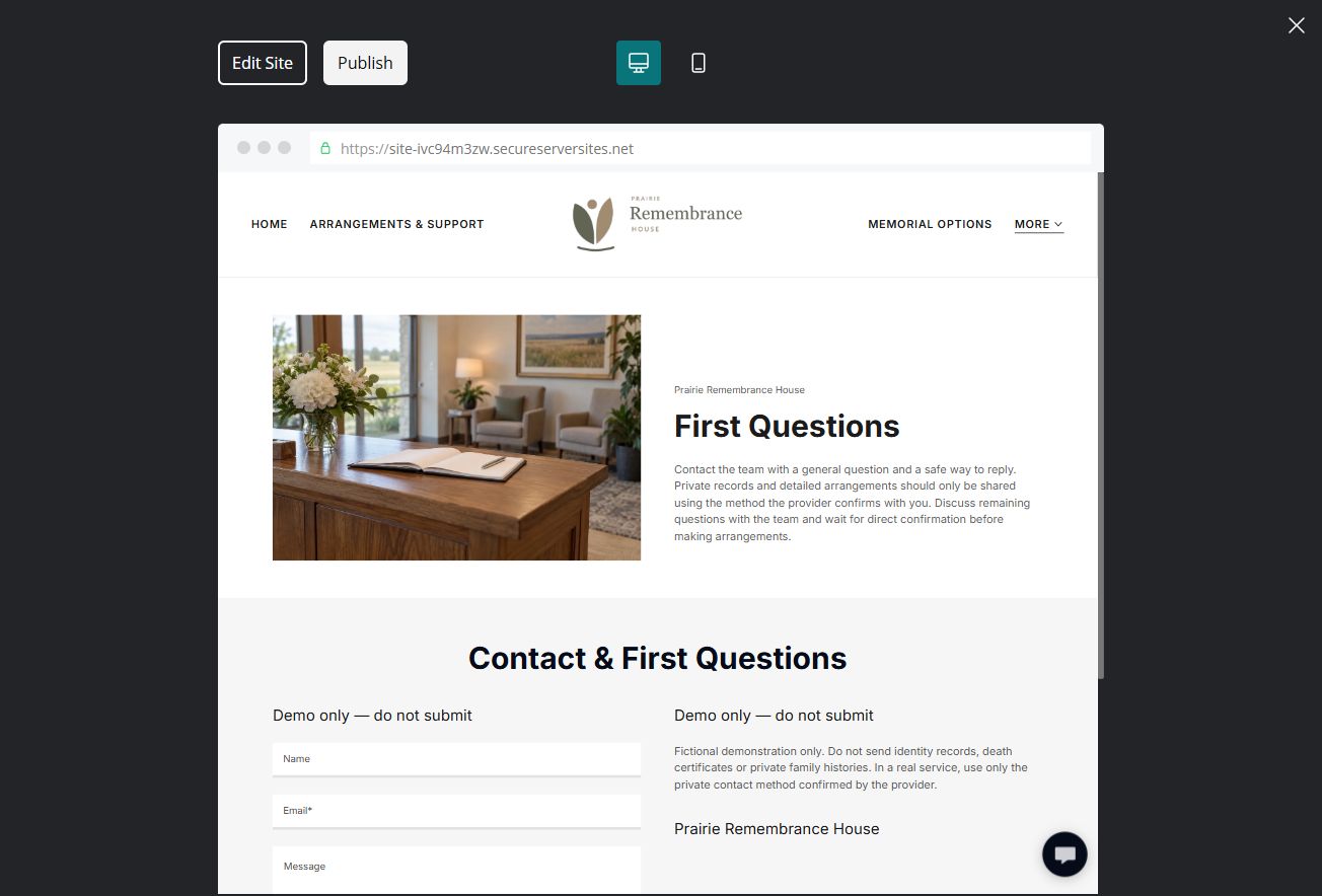 Finished Contact & First Questions example