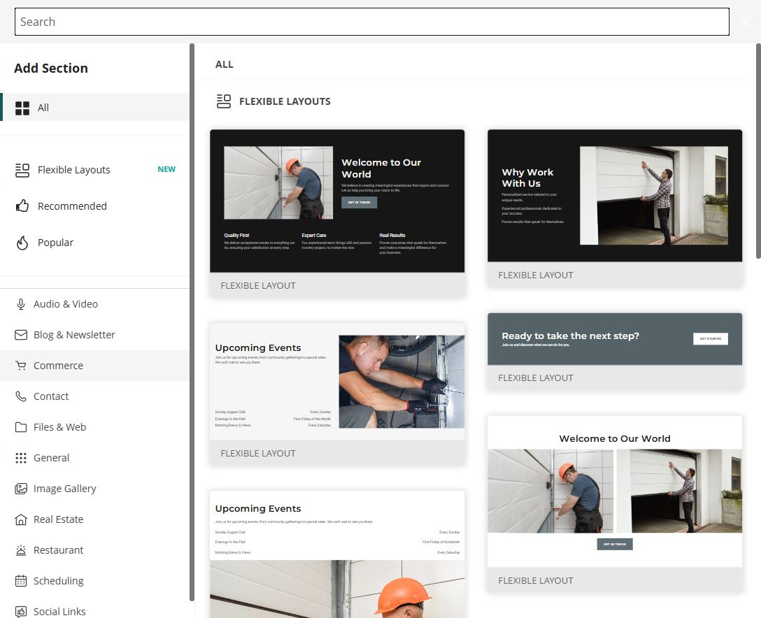 Editor · Add Section library