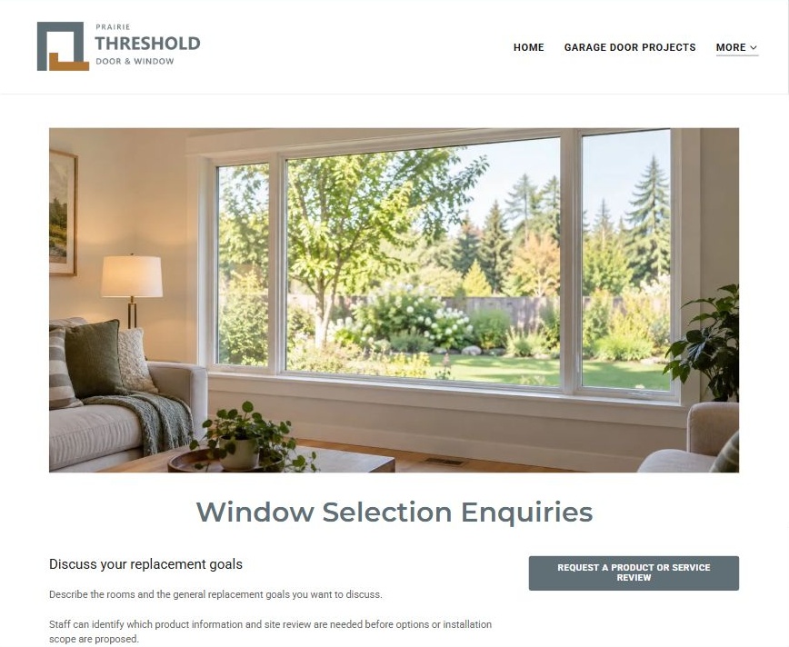 Captured first-screen Window Selection Enquiries example