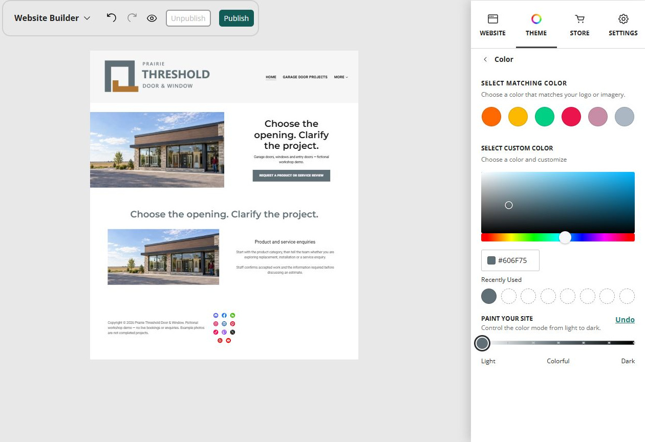 Paint your site · Position 0