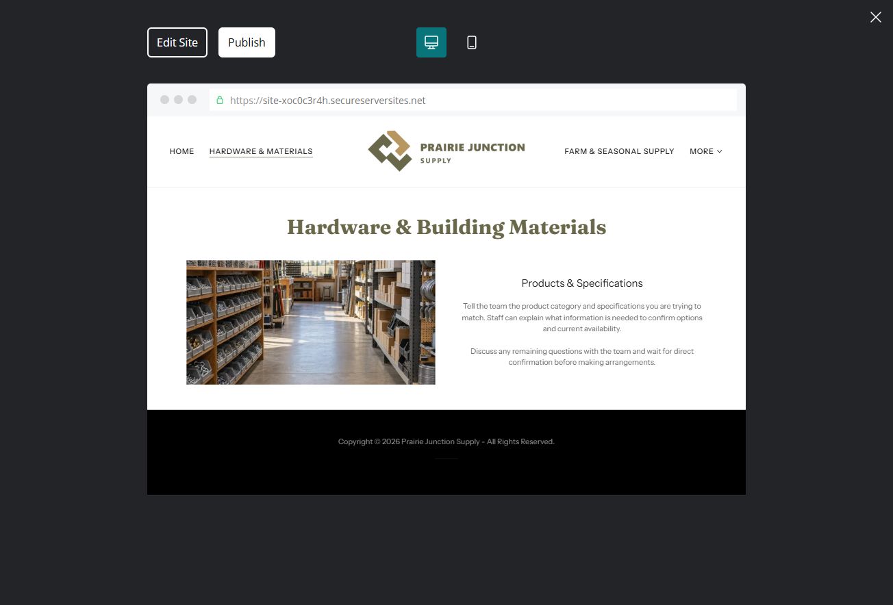 Captured first-screen Hardware & Building Materials example