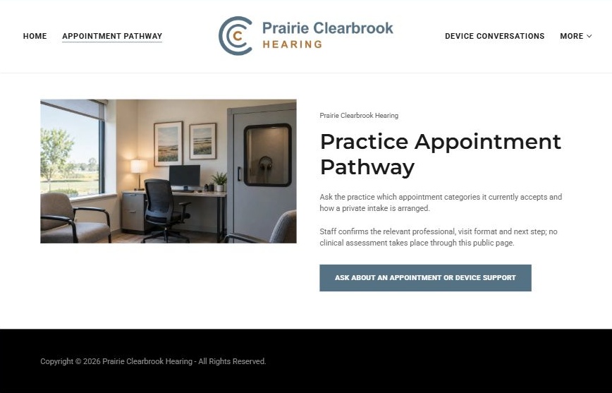 Captured first-screen Practice Appointment Pathway example