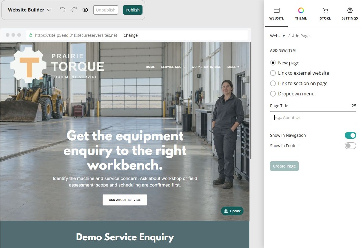 Editor · Add a page
