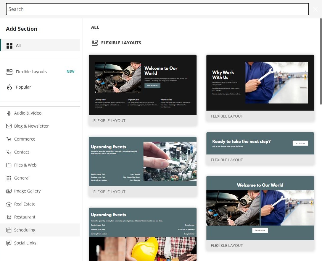 Editor · Add Section library