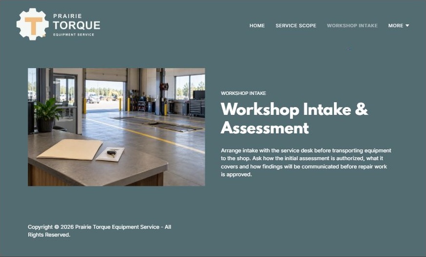 Captured first-screen Workshop Intake example