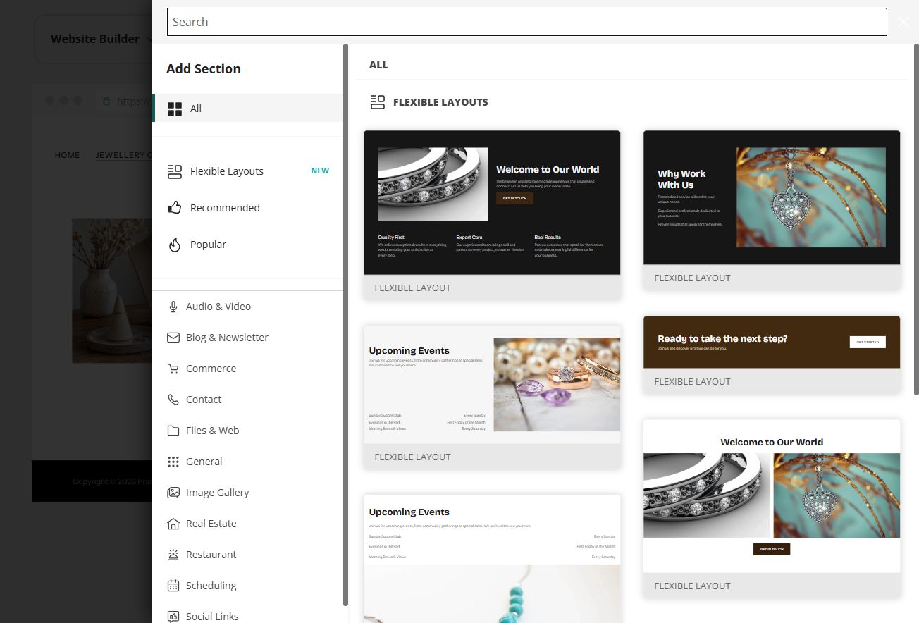 Editor - Add Section library