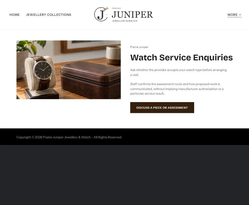 Captured first-screen Watch Service Enquiries example