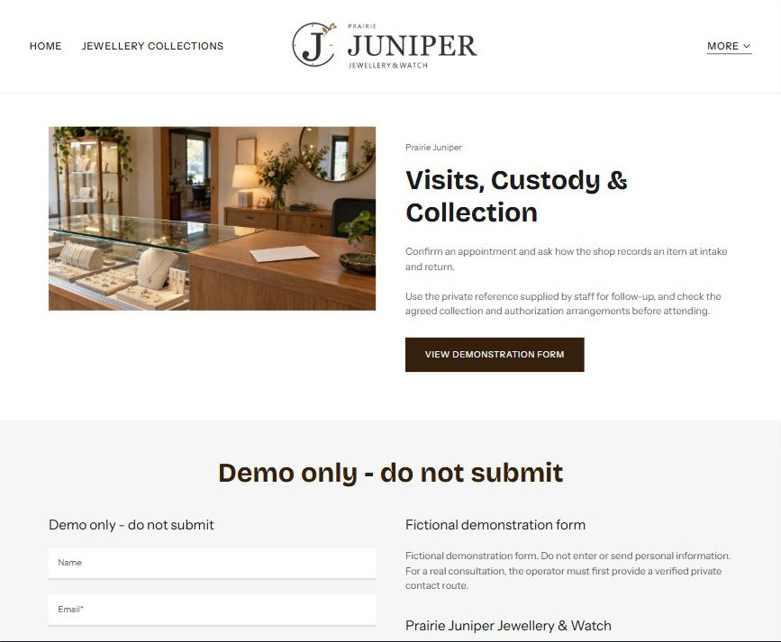 Captured first-screen Visits, Custody & Collection example