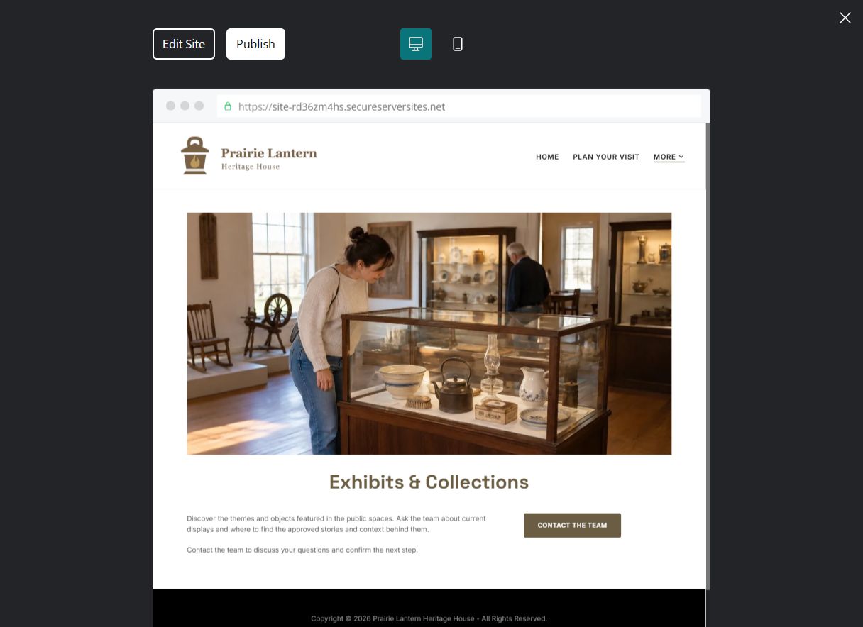 Captured first-screen Exhibits & Collections example