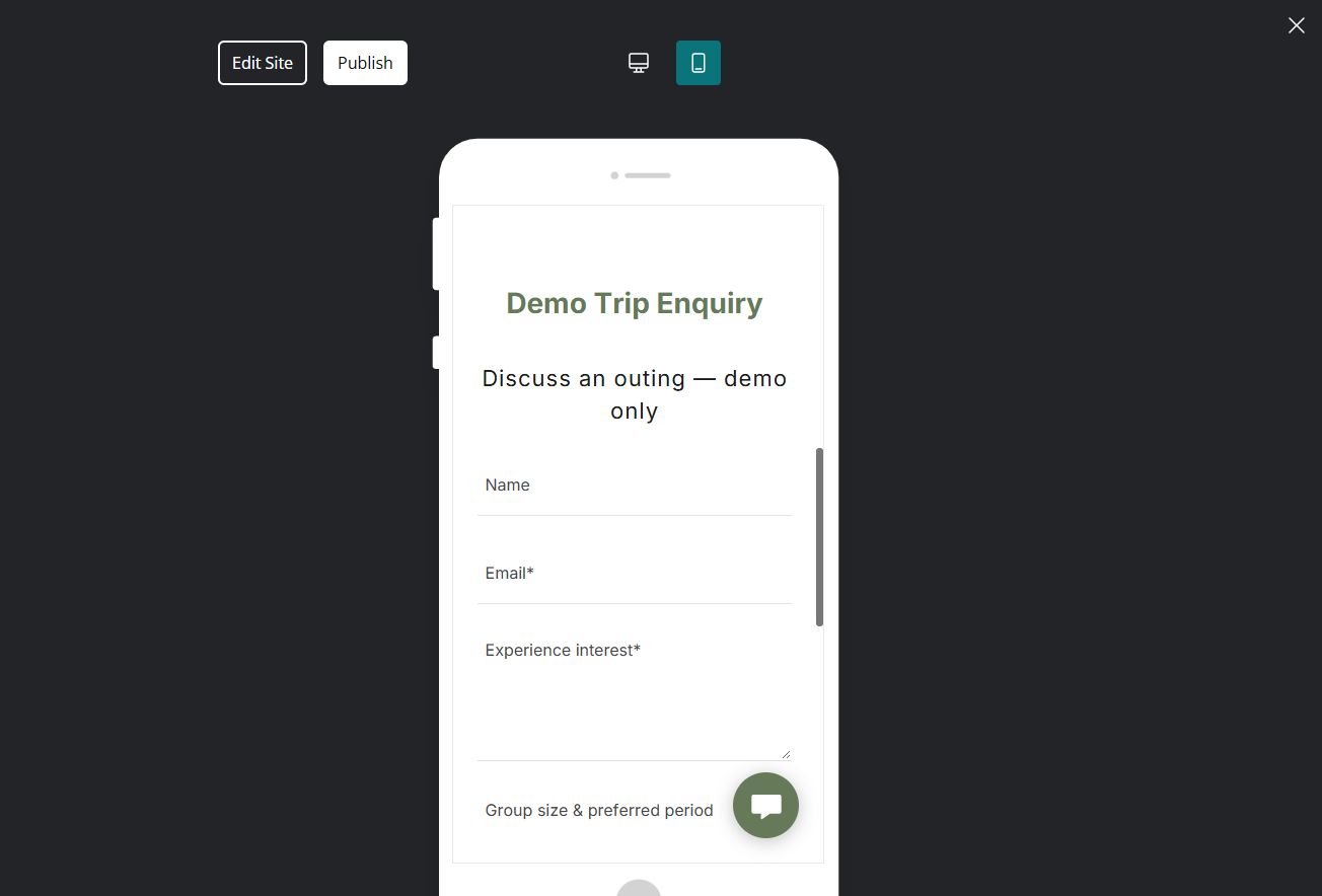 Mobile enquiry form