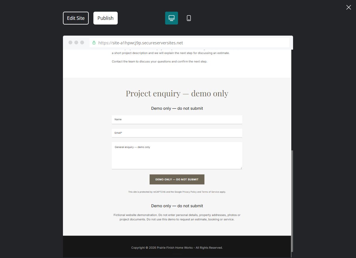 Demo form — desktop