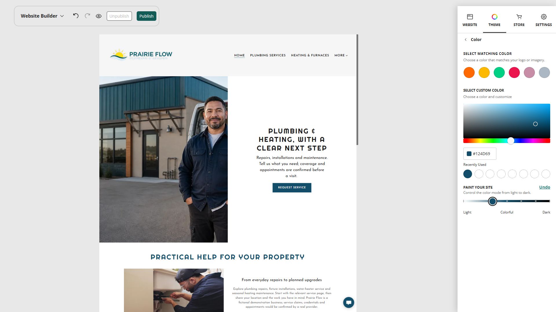 Prairie Flow desktop Home preview at Paint position 3 of 7