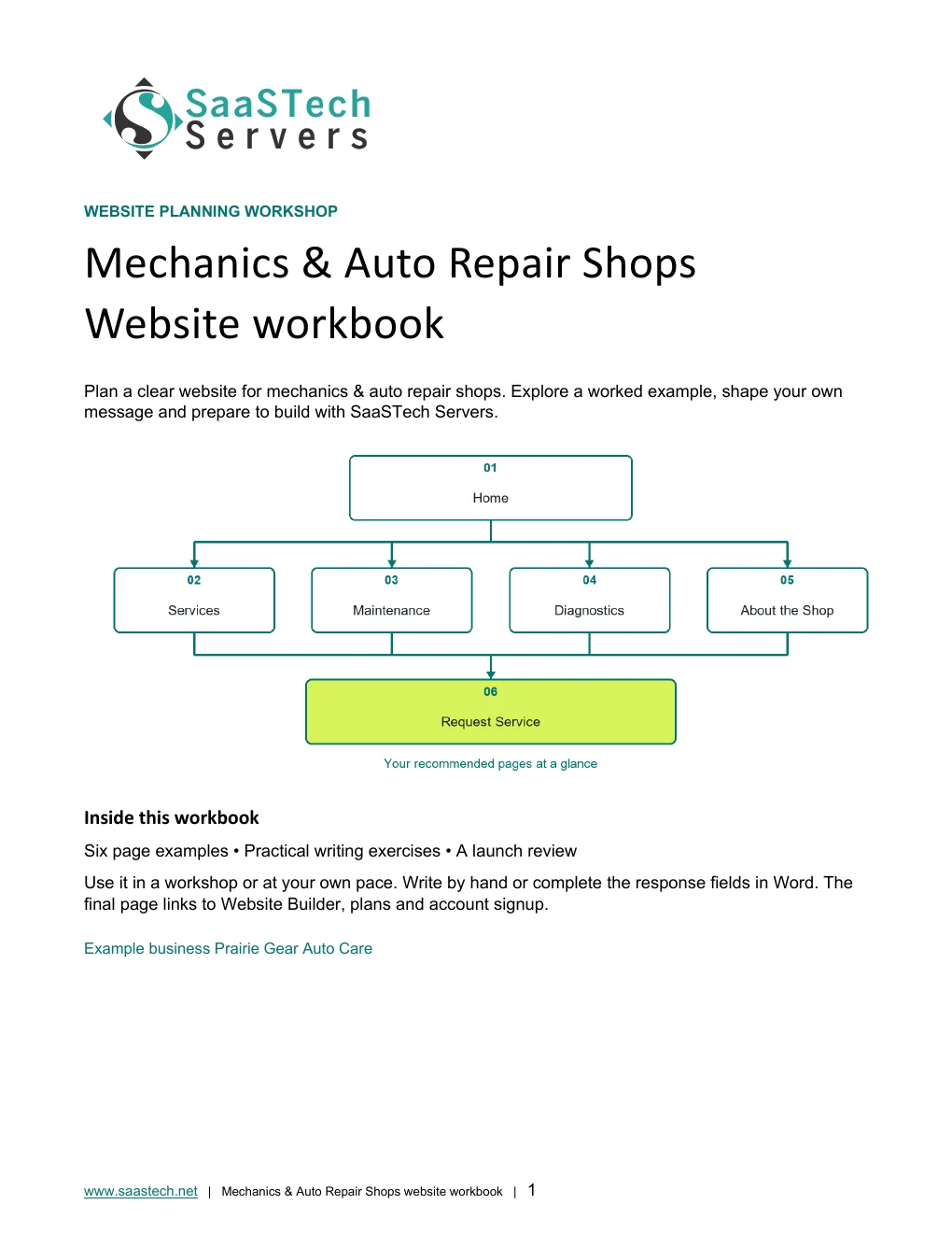 Auto Repair Shops & Mechanics website workbook cover