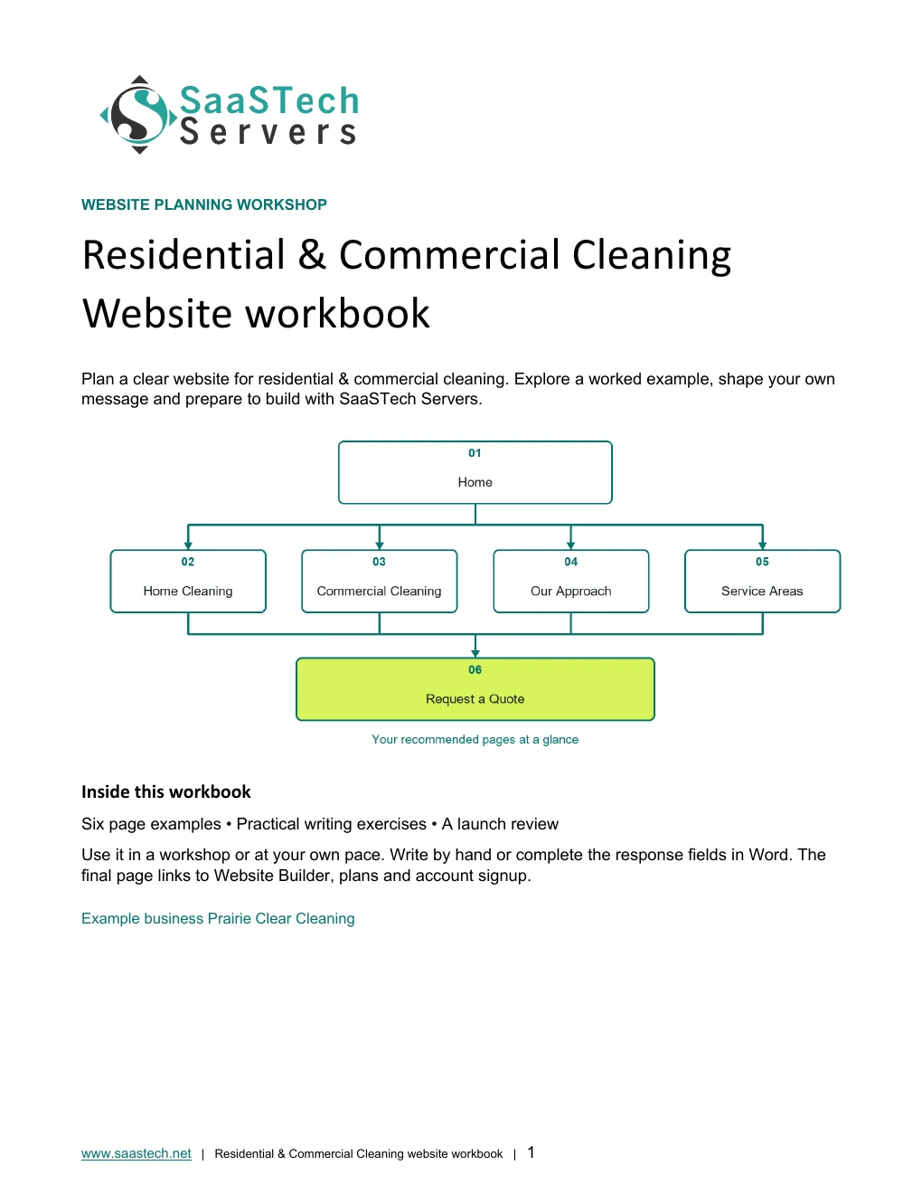 Residential & Commercial Cleaning website workbook cover