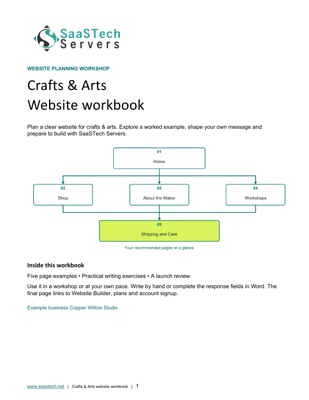 Crafts & Arts website workbook cover