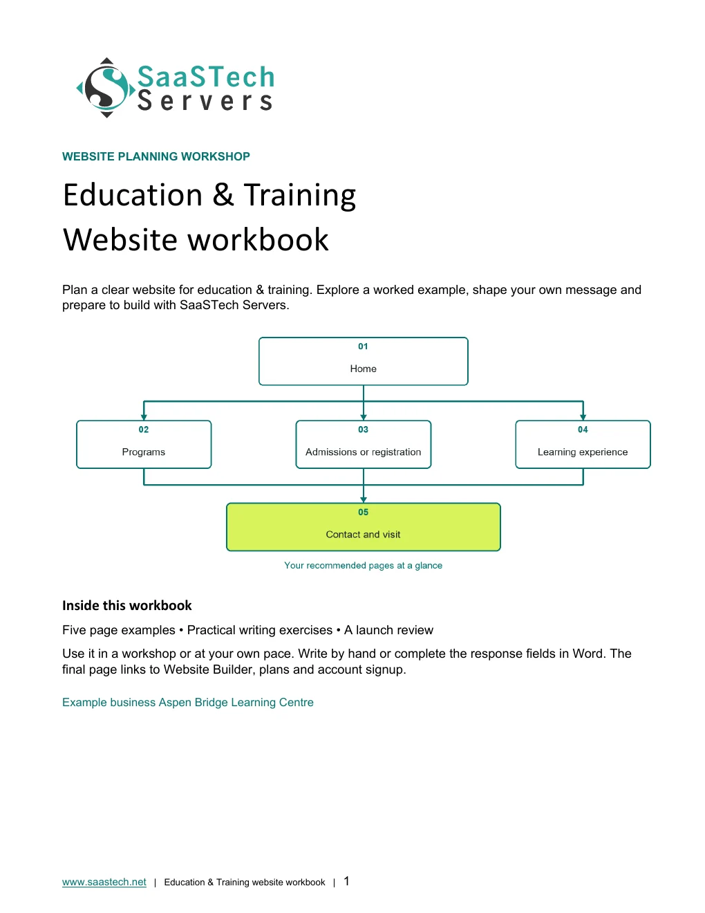 Education & Training website workbook cover
