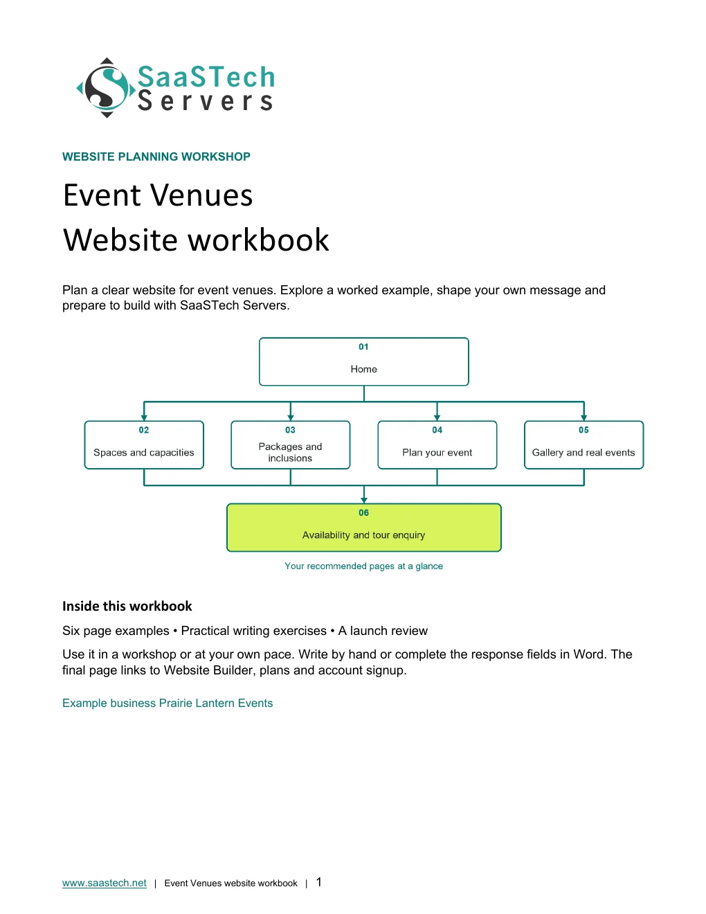 Event Venues website workbook cover