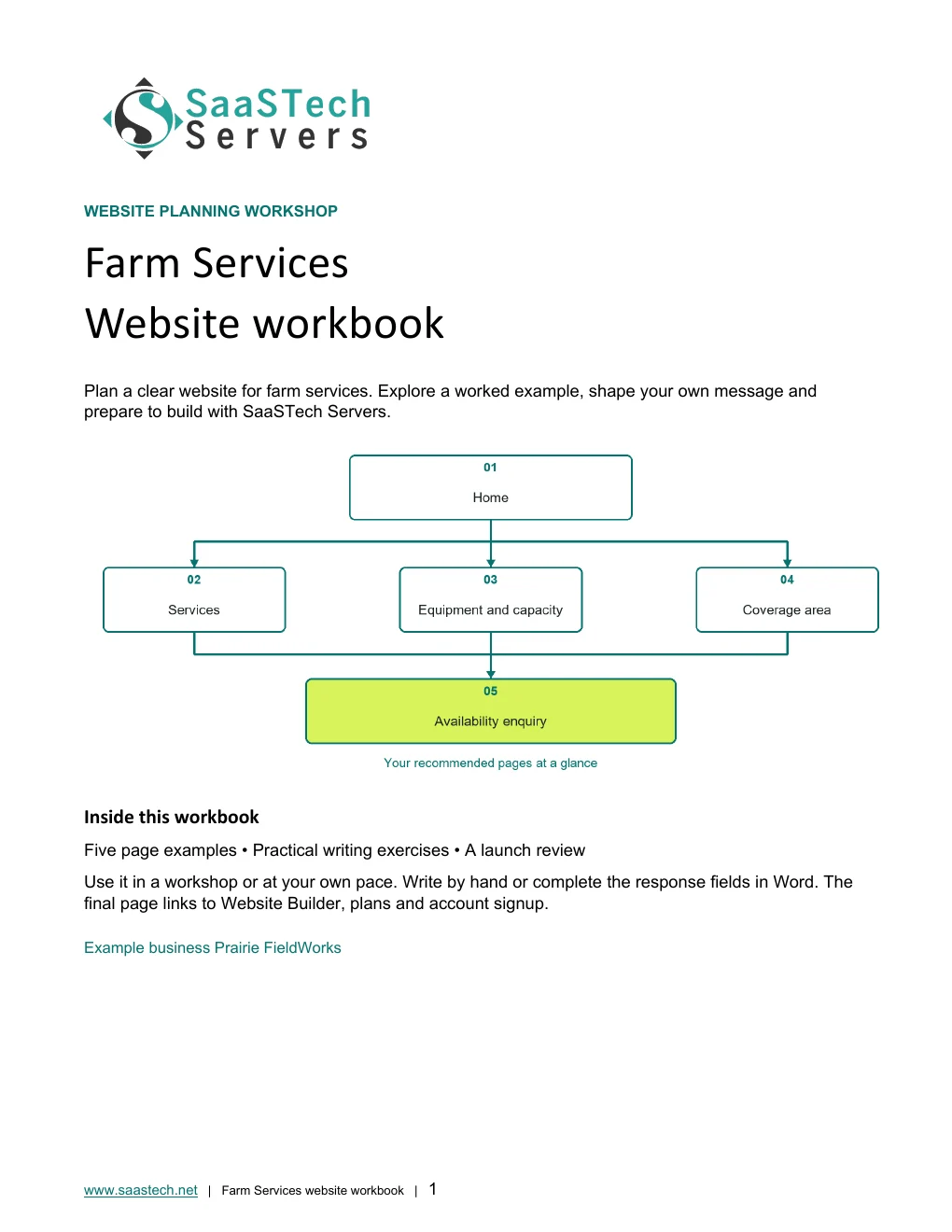 Farm Services website workbook cover