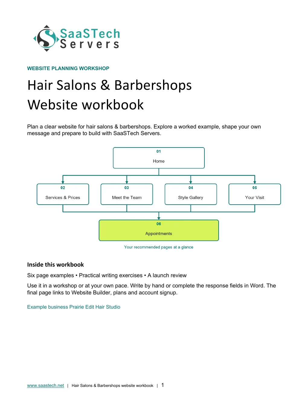Hair Salons & Barbershops website workbook cover
