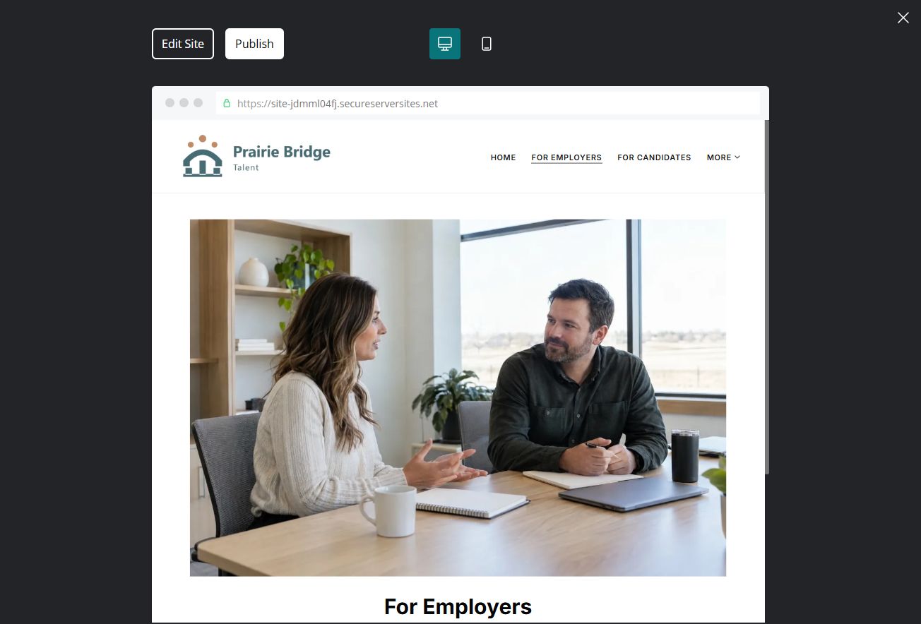 Captured first-screen For Employers example