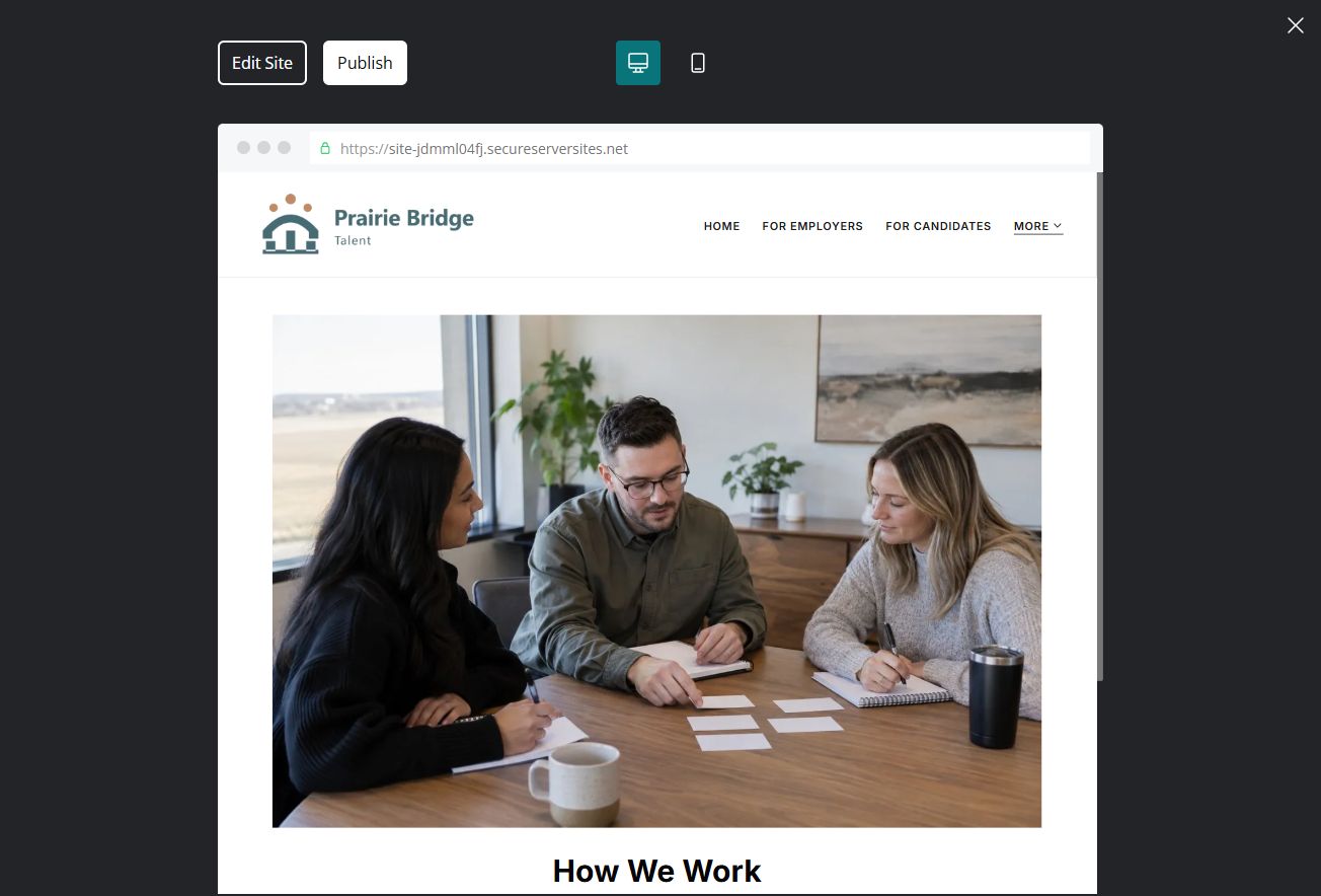 Captured first-screen How We Work example