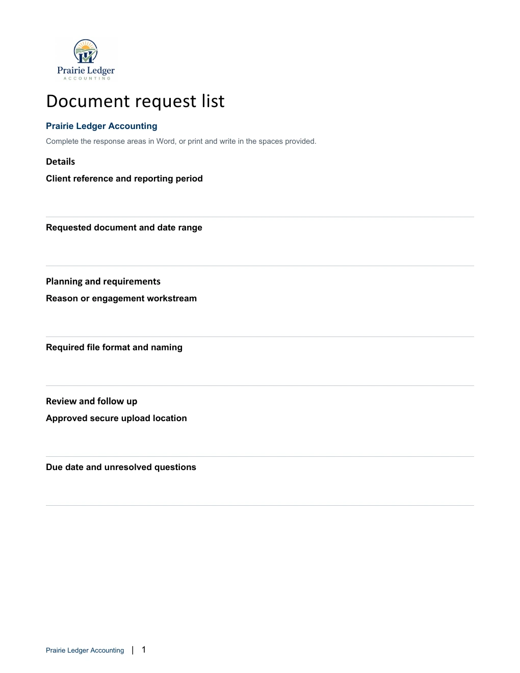 Document request list
