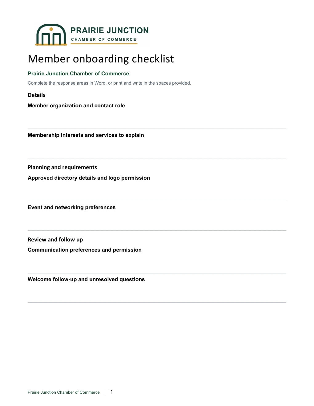 Member onboarding checklist