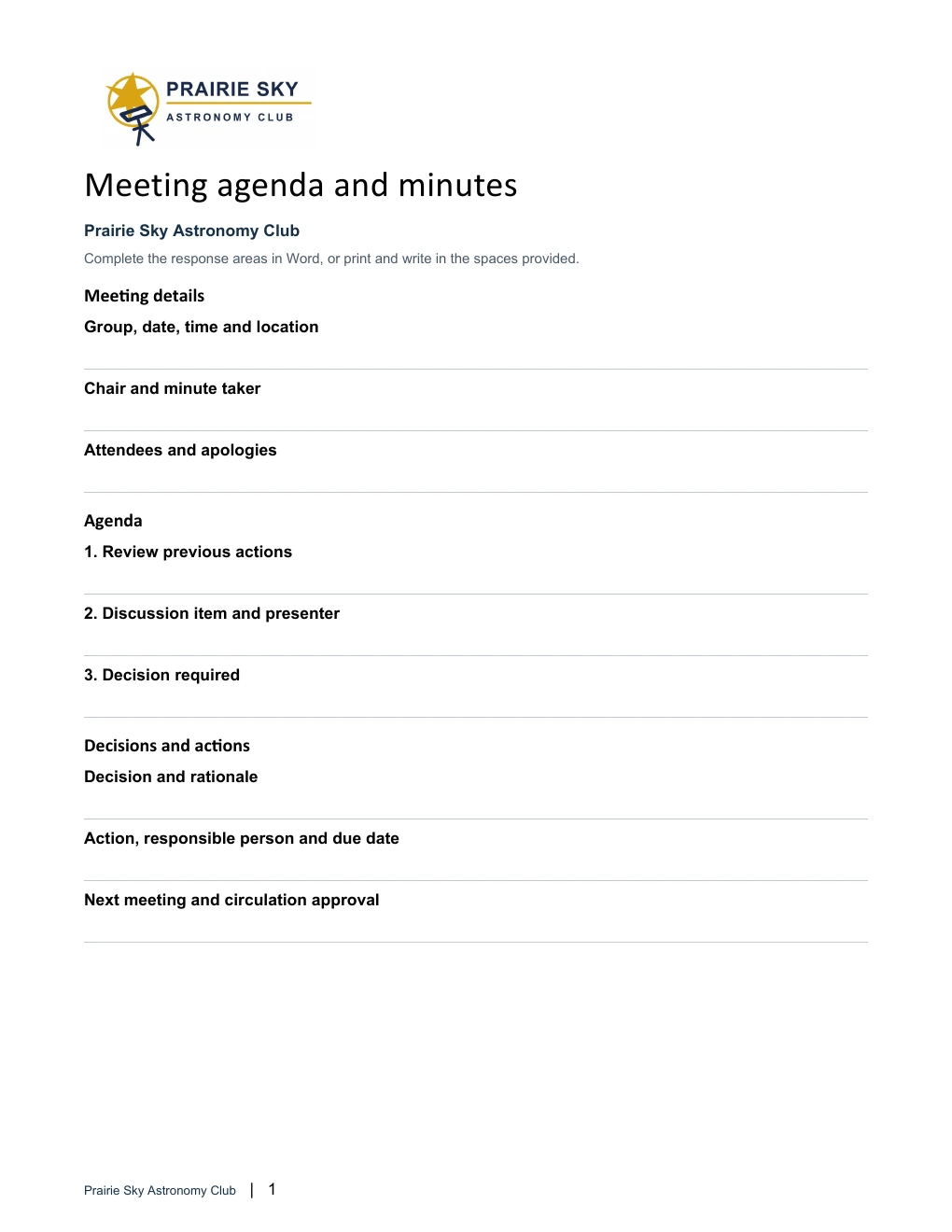 Meeting agenda and minutes