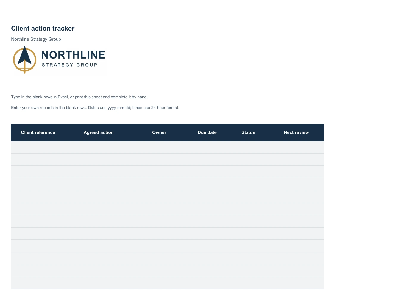 Client action tracker