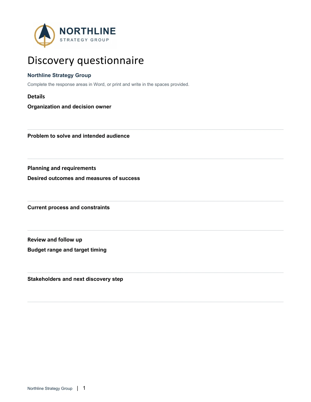 Discovery questionnaire