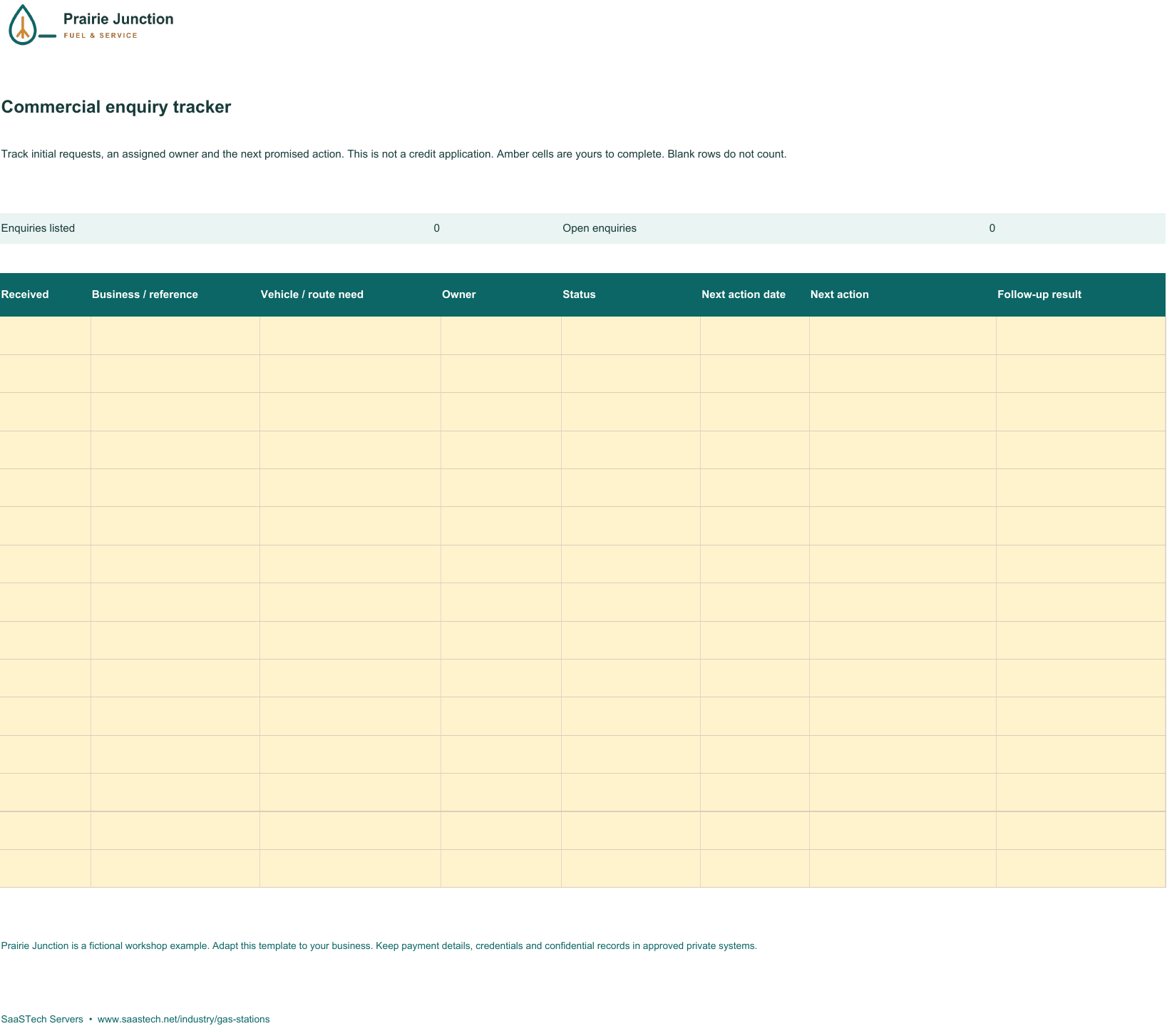 Commercial enquiry tracker
