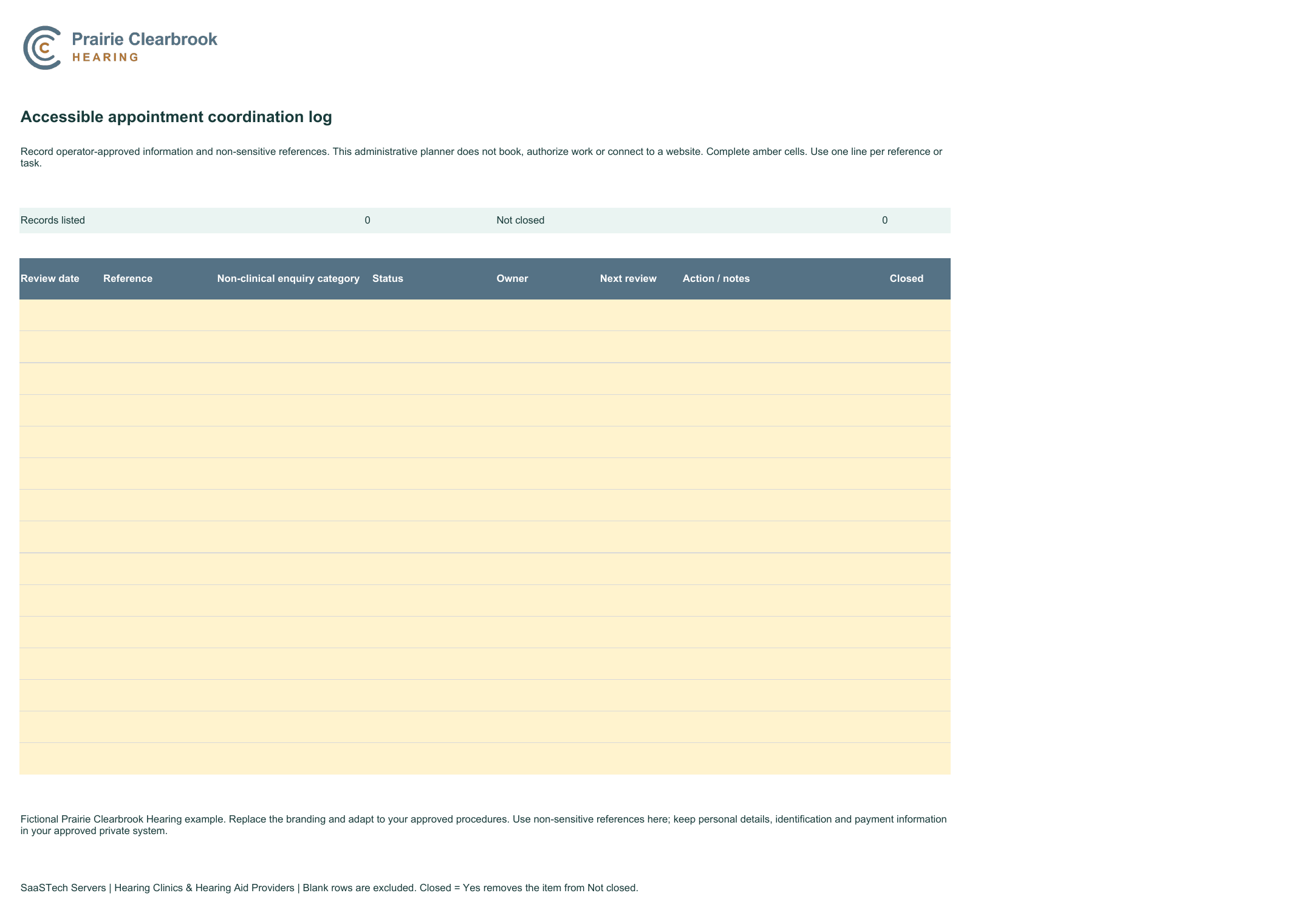 Accessible appointment coordination log