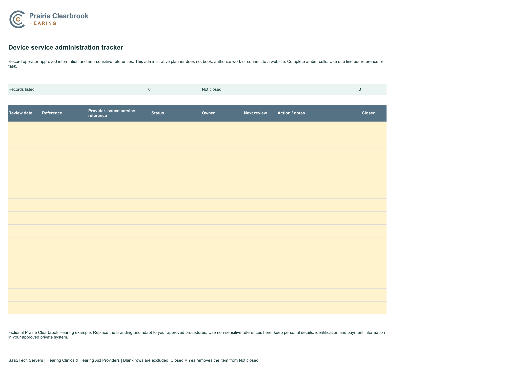 Device service administration tracker
