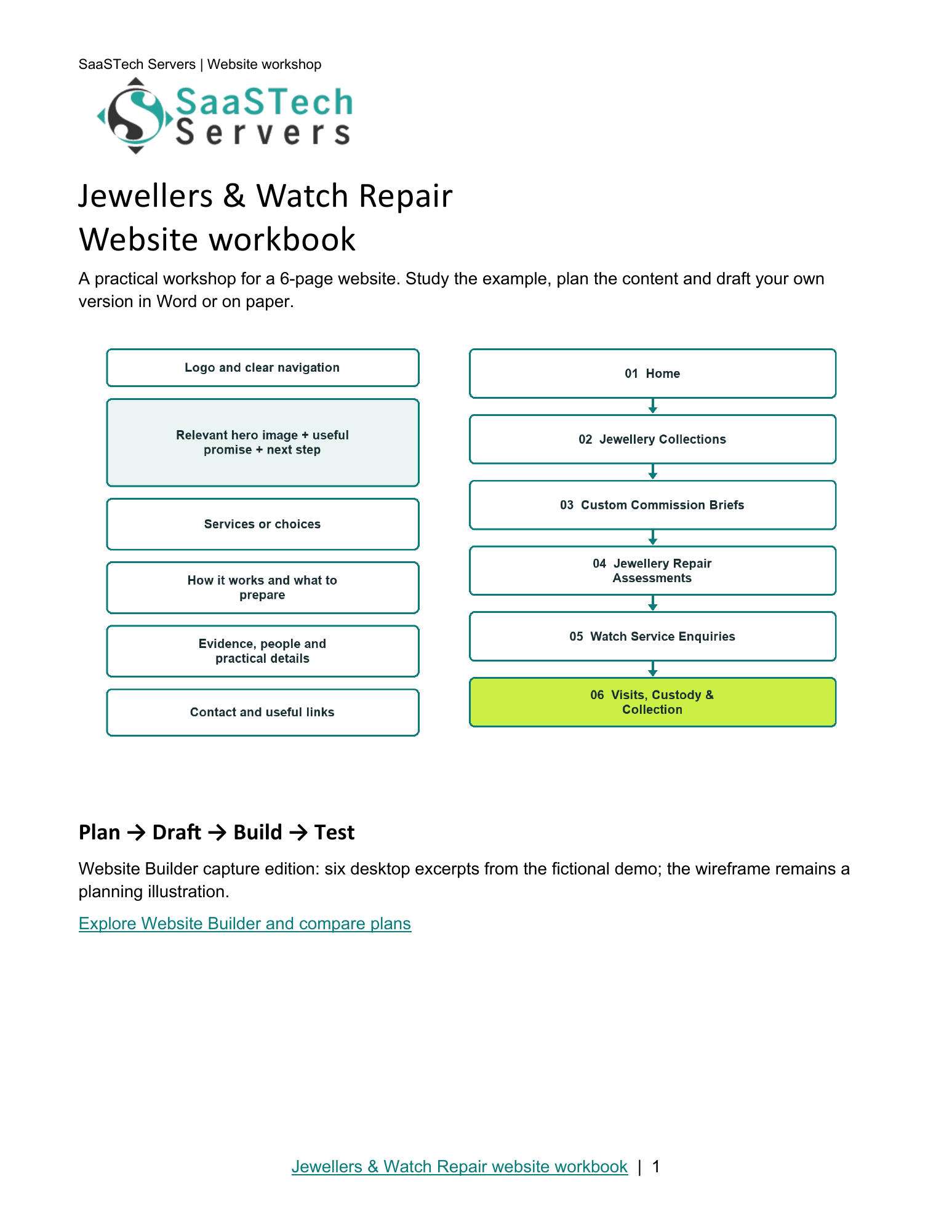 Jewellers & Watch Repair website workbook cover