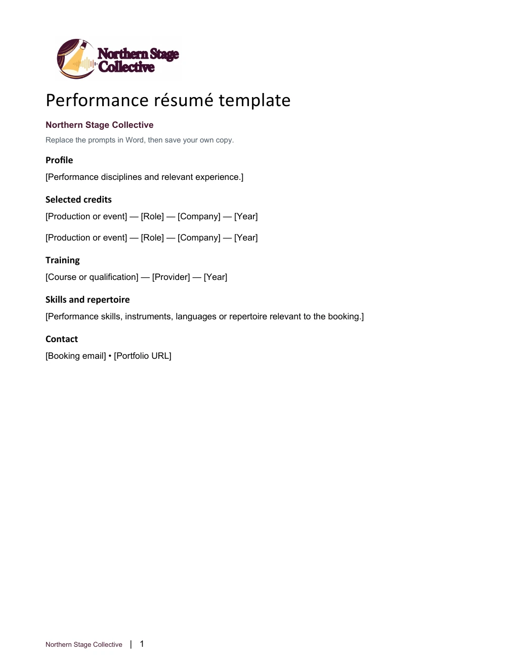 Performance résumé template
