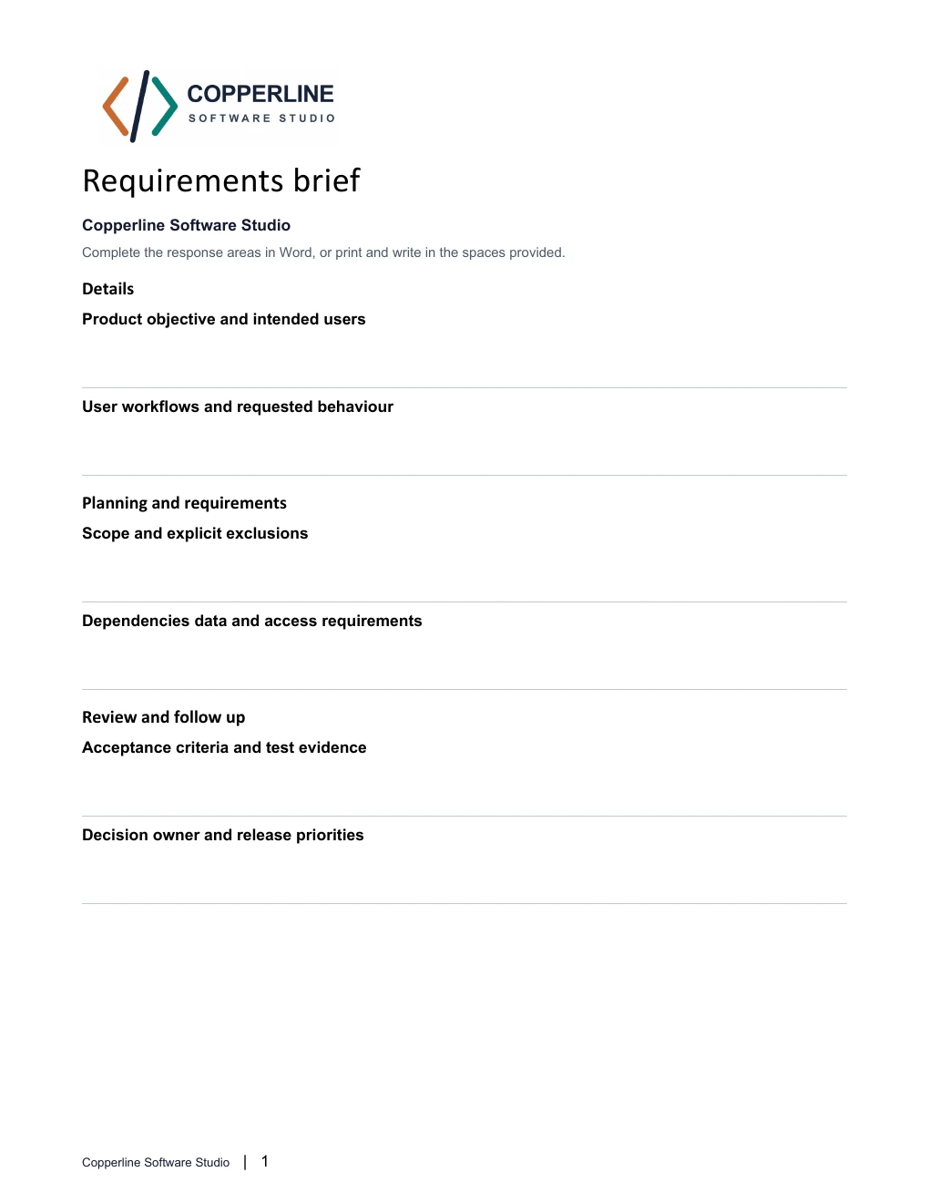 Requirements brief