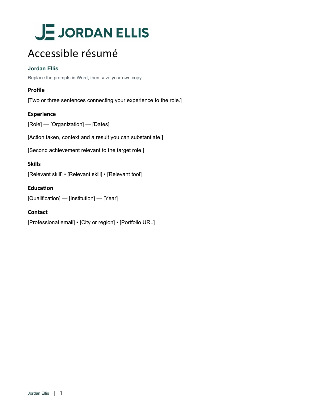 Accessible résumé