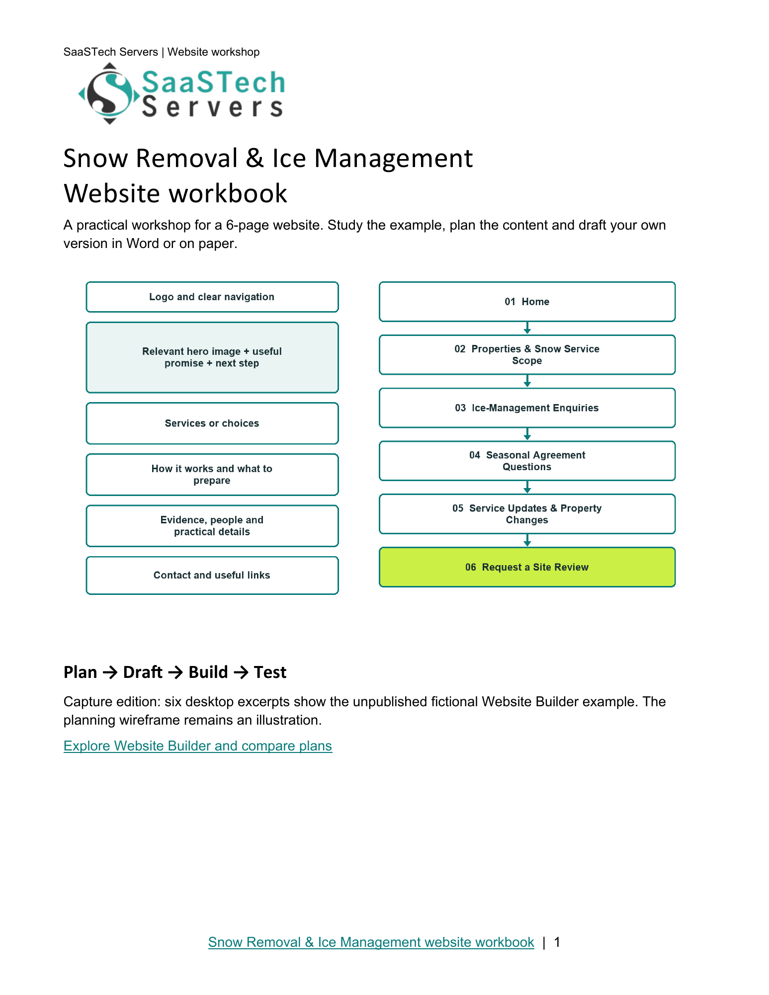 Snow Removal & Ice Management website workbook cover