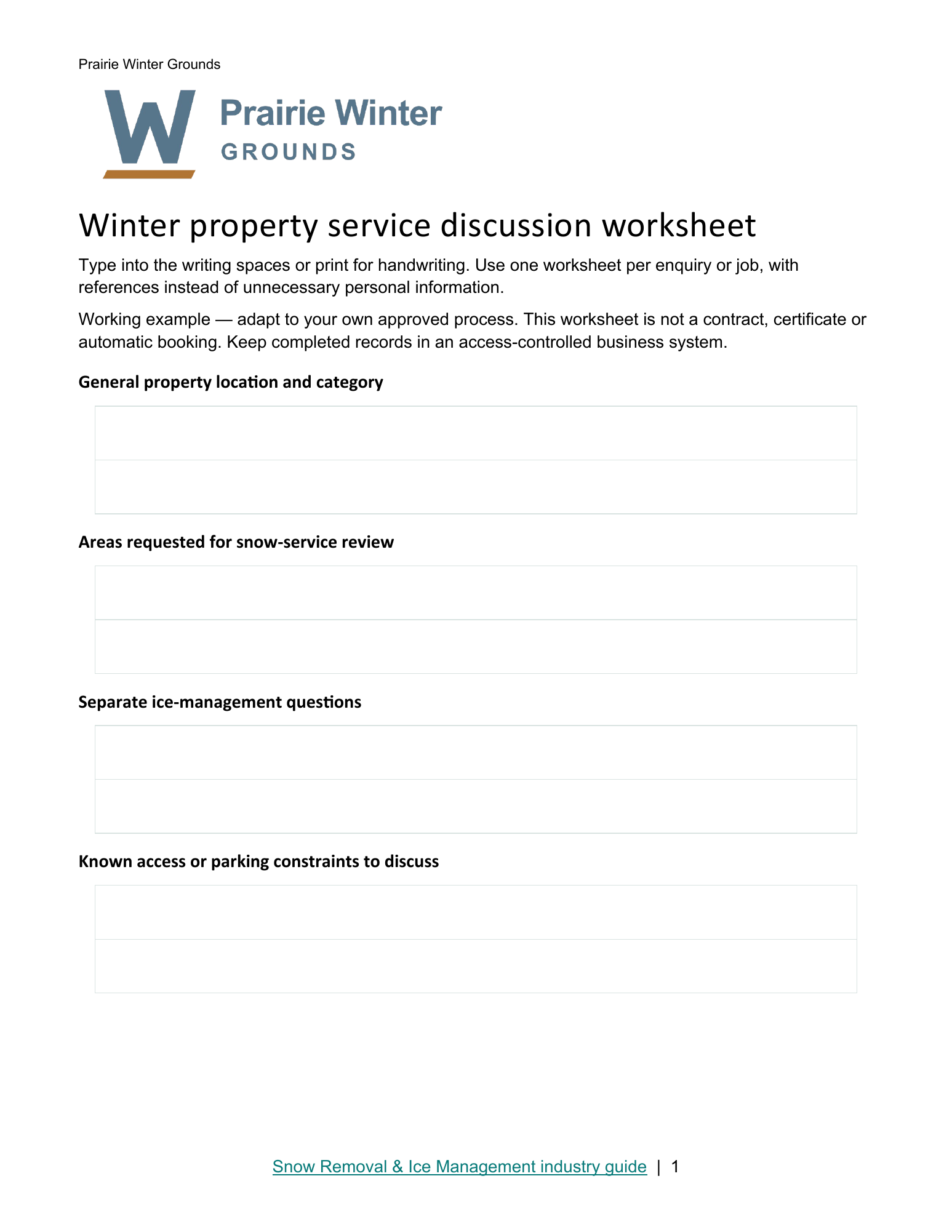 Winter property service discussion worksheet · Page 1