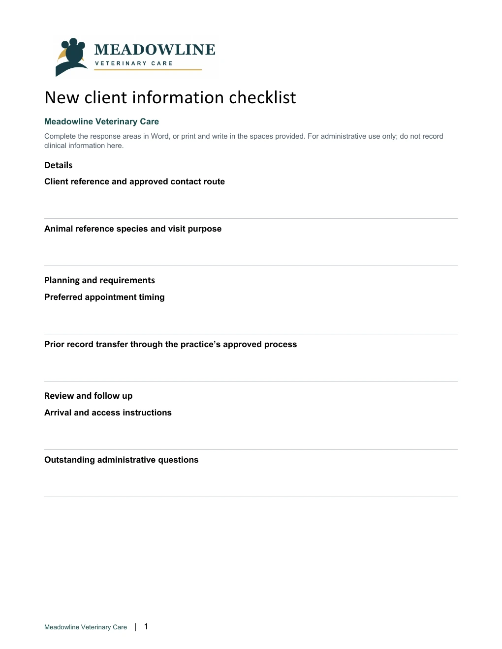 New-client information checklist