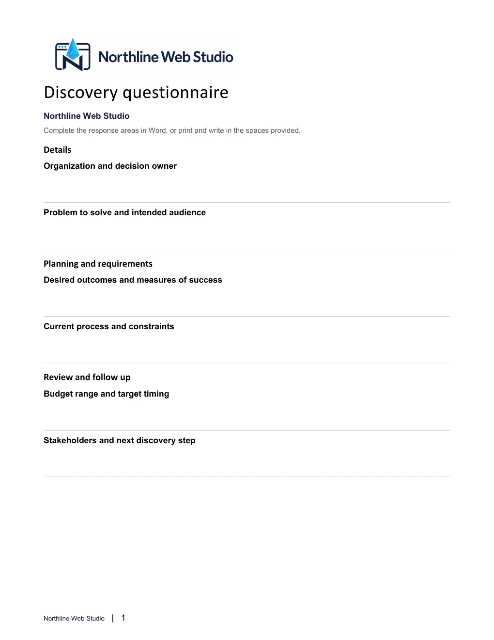 Discovery questionnaire