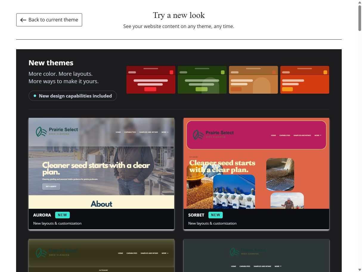New themes · builder screen 1