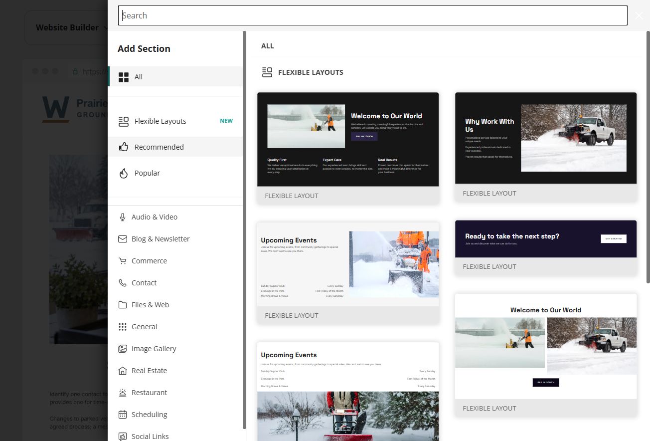 Editor - Add Section library