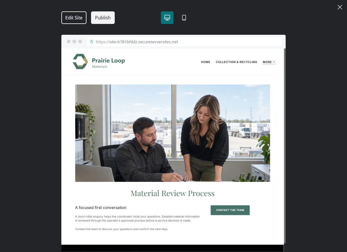 Captured first-screen Material Review Process example
