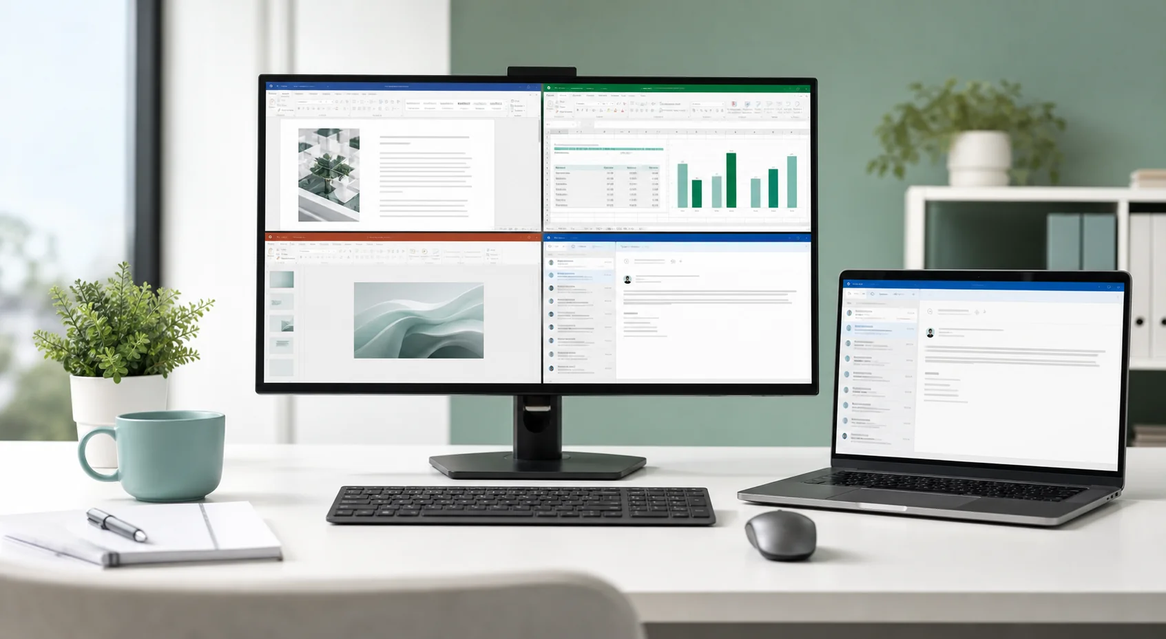 Small business using Microsoft 365 for work in familiar office apps