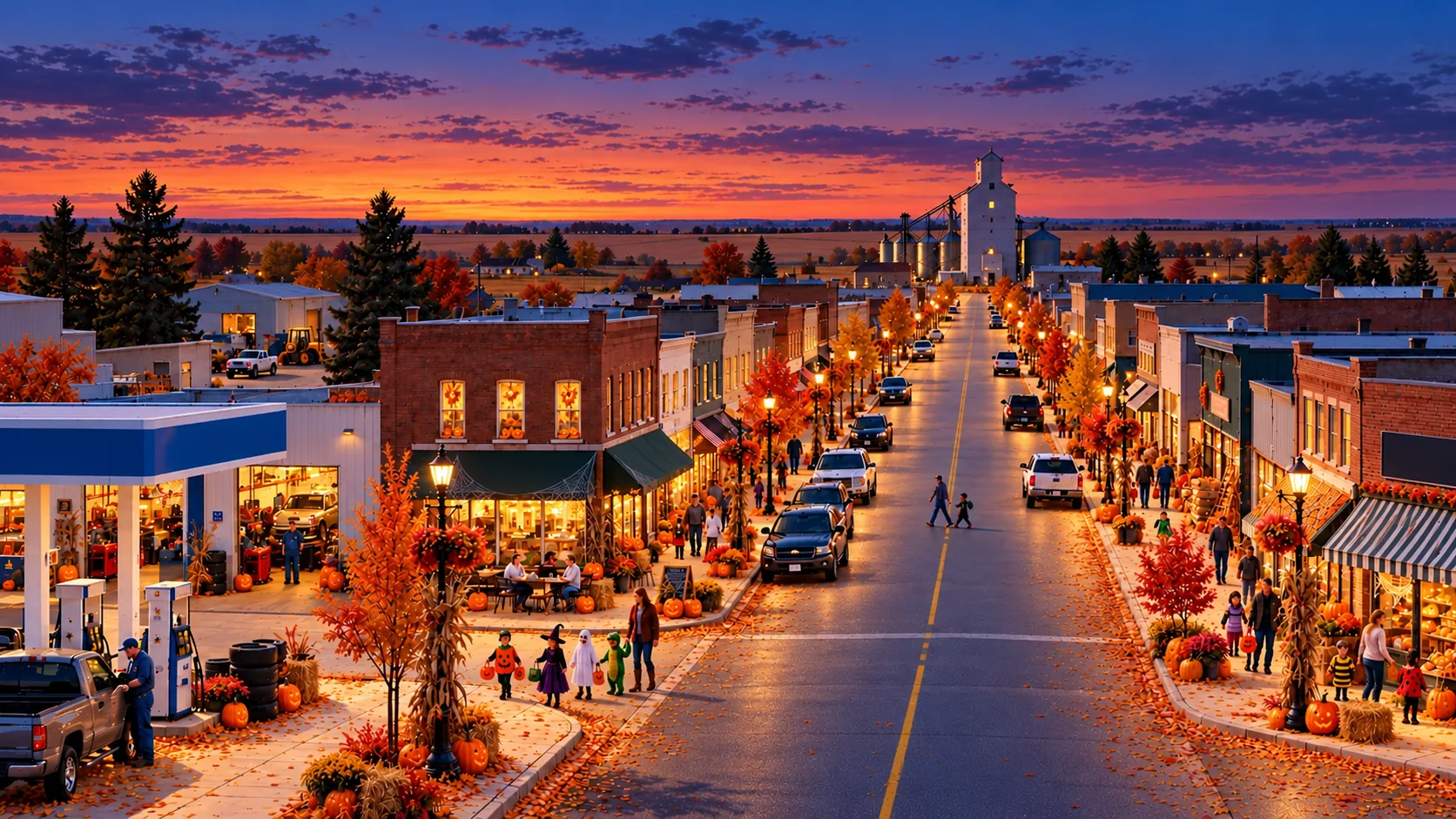 A welcoming Prairie Main Street lined with local shops, services and businesses.
